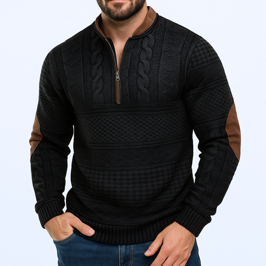 Adrian Sweater with Zipper Detail - Black