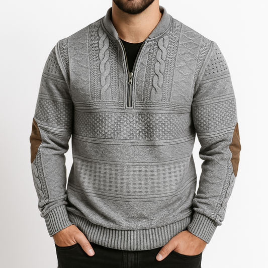 Adrian Zip-Detail Jumper - Grey