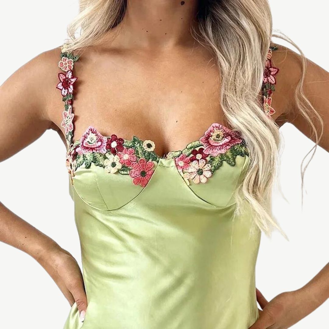 WW | Embroidered Satin Dress