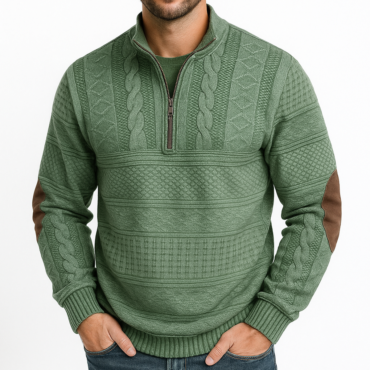 Adrian Zip Detail Jumper - Green