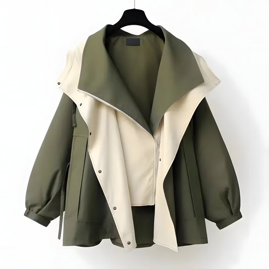 Aleera Elegant Windbreaker with Weather Protection - Green