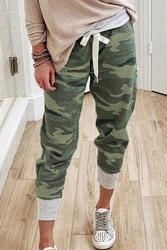 WW | Lässig Camouflage Druck Draw String Capri Patchwork Hosen