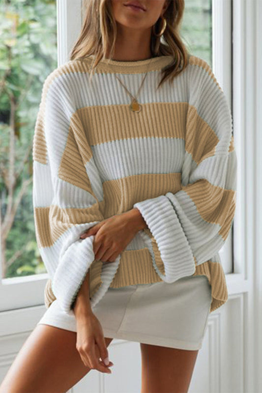 Angel™ - Fashionable Sweet Striped Contrast O-Neck Pullover