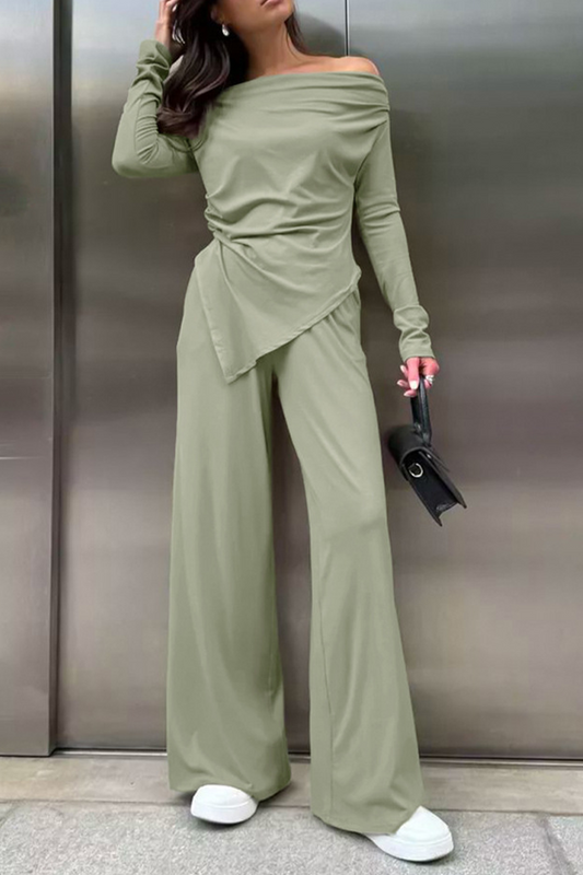 WW | Stylish Autumn Streetwear Off-Shoulder Two-Piece Set for Women