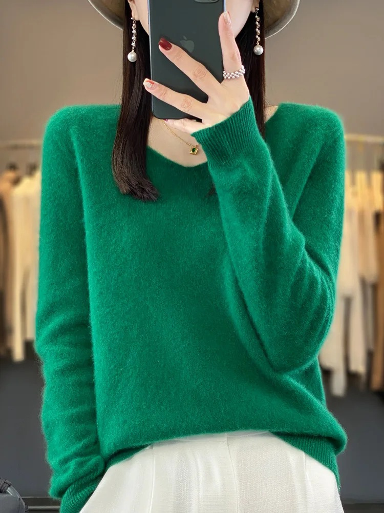WW | Cashmere Pullover Damen Eleganter V-ausschnitt, Weich & Komfortabel
