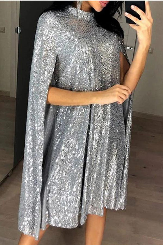 WW | Wine Me And Dine Me Sequin Cape Dress