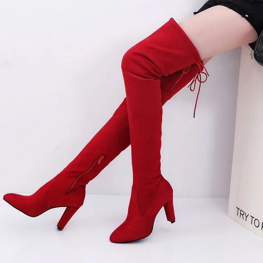 WW | Overknee Stiefel Mit Hohem Absatz Und Seitenreißverschluss Trendy Damenstiefel