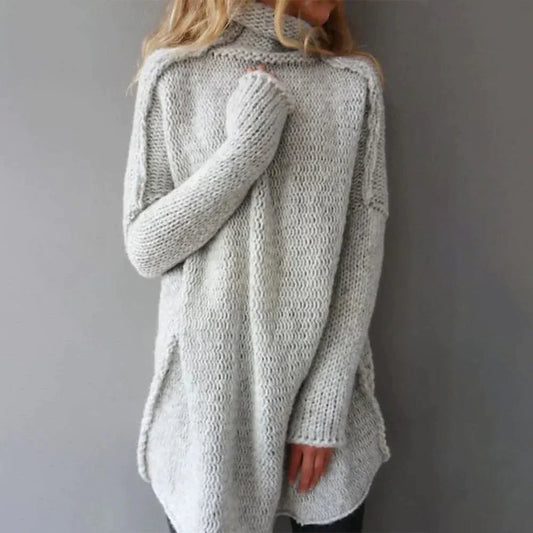 W&W - Grauer übergroßer Pullover mit Rollkragen