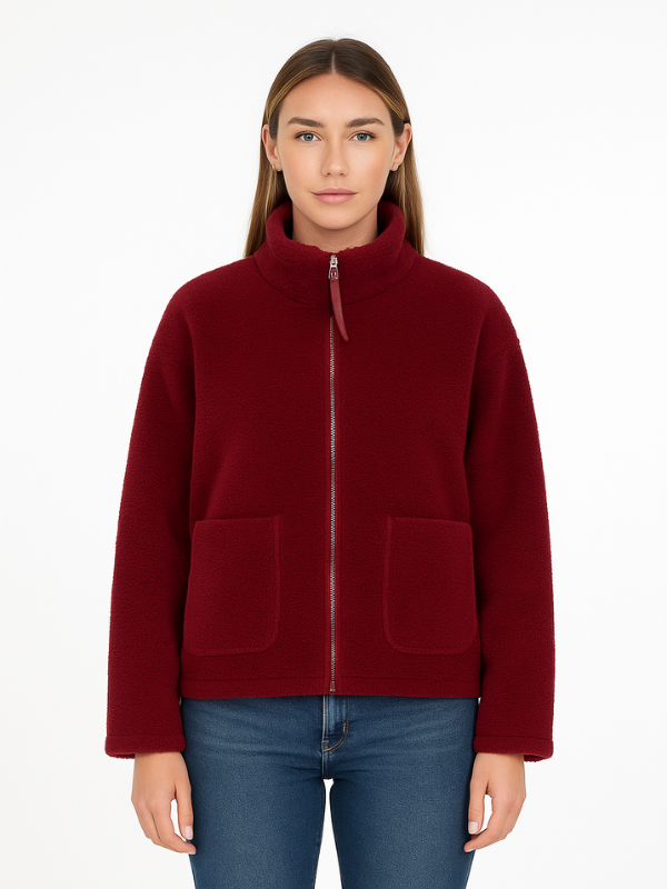 WW | Übergroße Zip up Winterjacke mit Hohem Kragen Design
