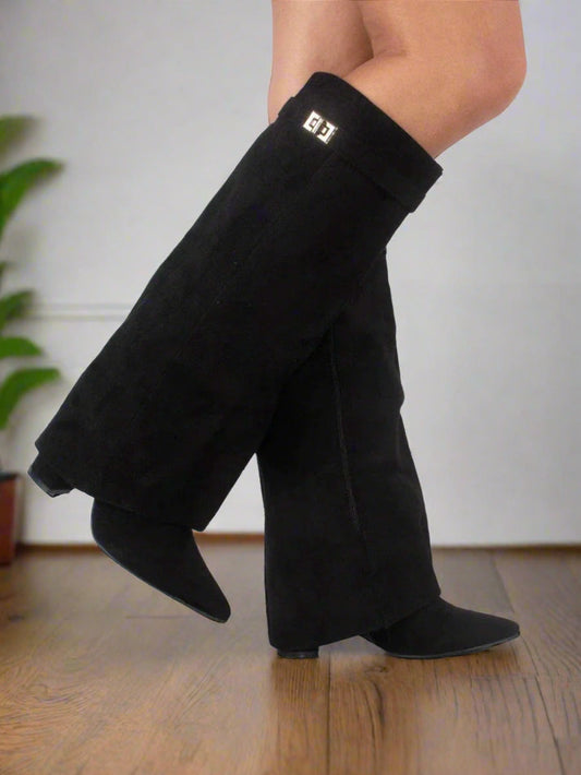 WW | Hohe Stiefel Für Damen Mit Verstecktem Absatz Und Modernem Design