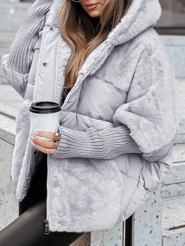 WW | Hooded Puffer Jacket - Fur Contrast - Warm Quilted Outerwear