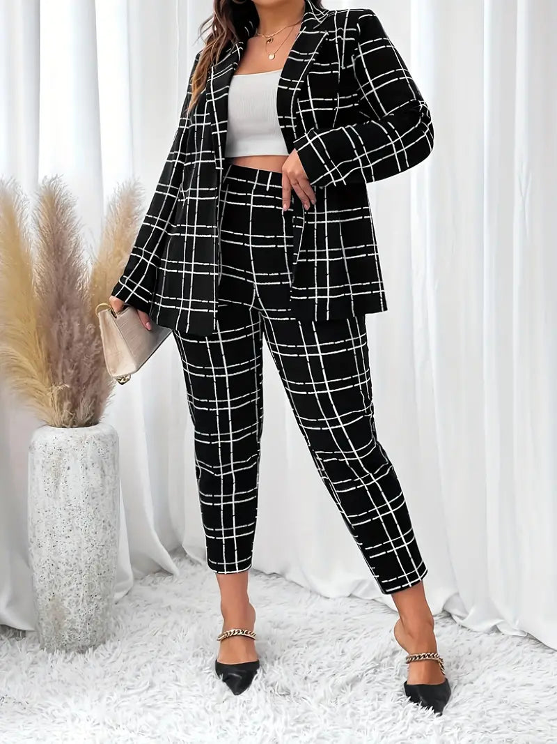 WW | kariertes Blazer-Set Reversblazer & Kegelhose