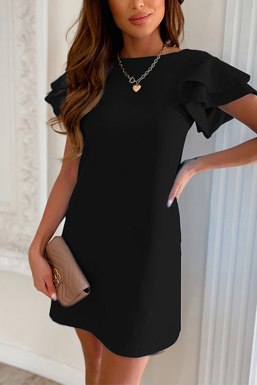 WW | Rosiedress Solid Heap Ärmel Gemütliches Mini Kleid