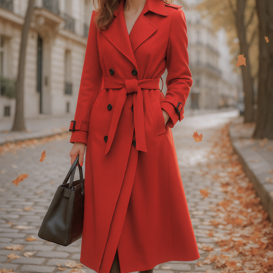 Allegra Elegant Trench Coat for Timeless Appearances - Red