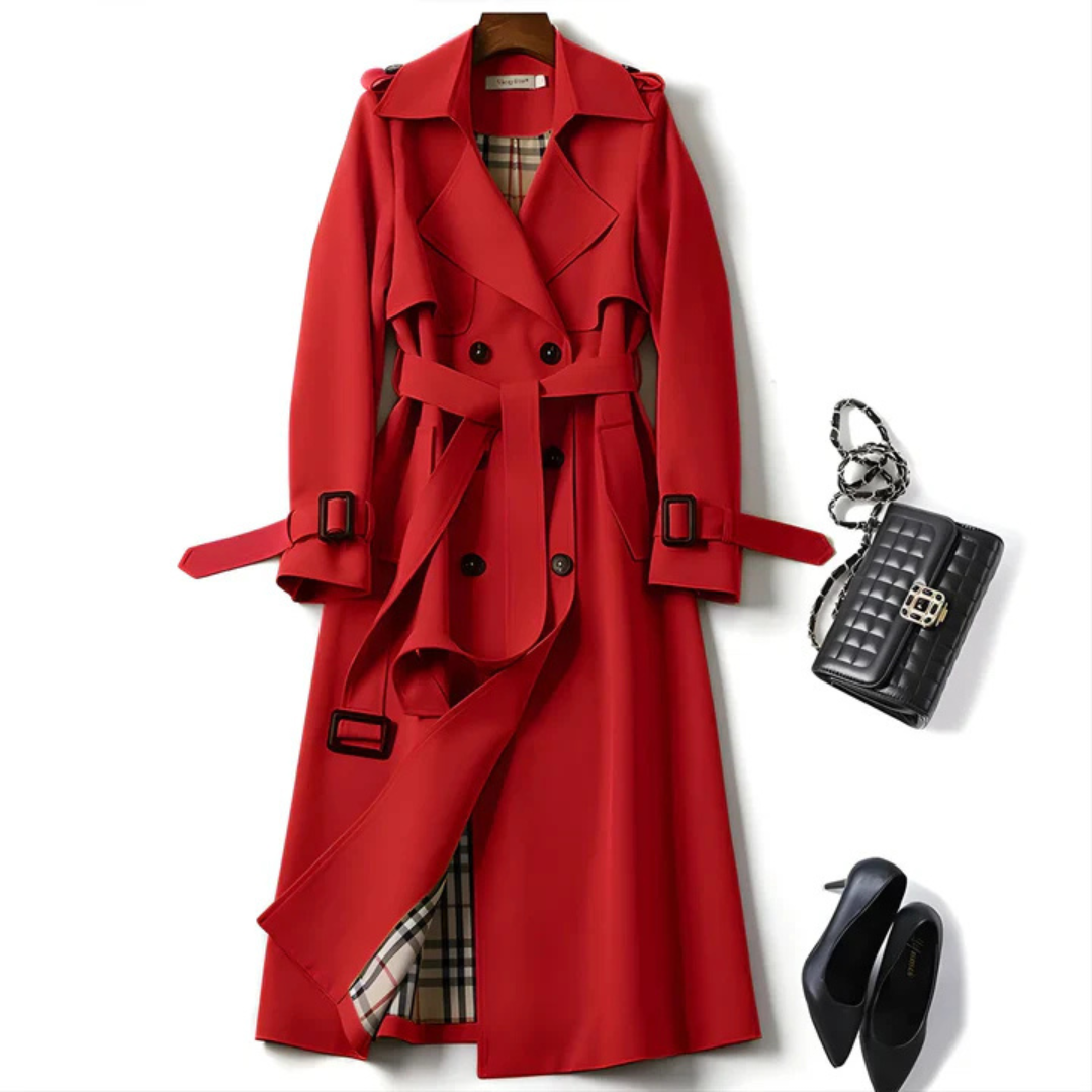 Allegra Elegant Trench Coat for Timeless Appearances - Red