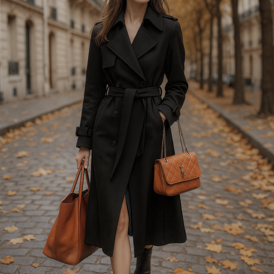 Allegra Elegant Trench Coat for Timeless Appearances - Black