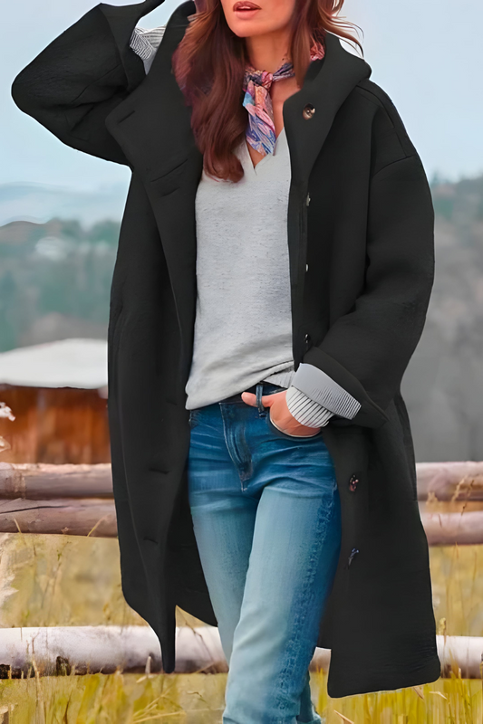 Aemie Stylish Long Winter Jacket - Black