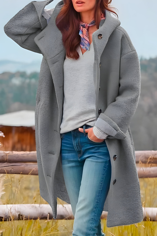 Aemie Stylish Long Winter Jacket - Grey
