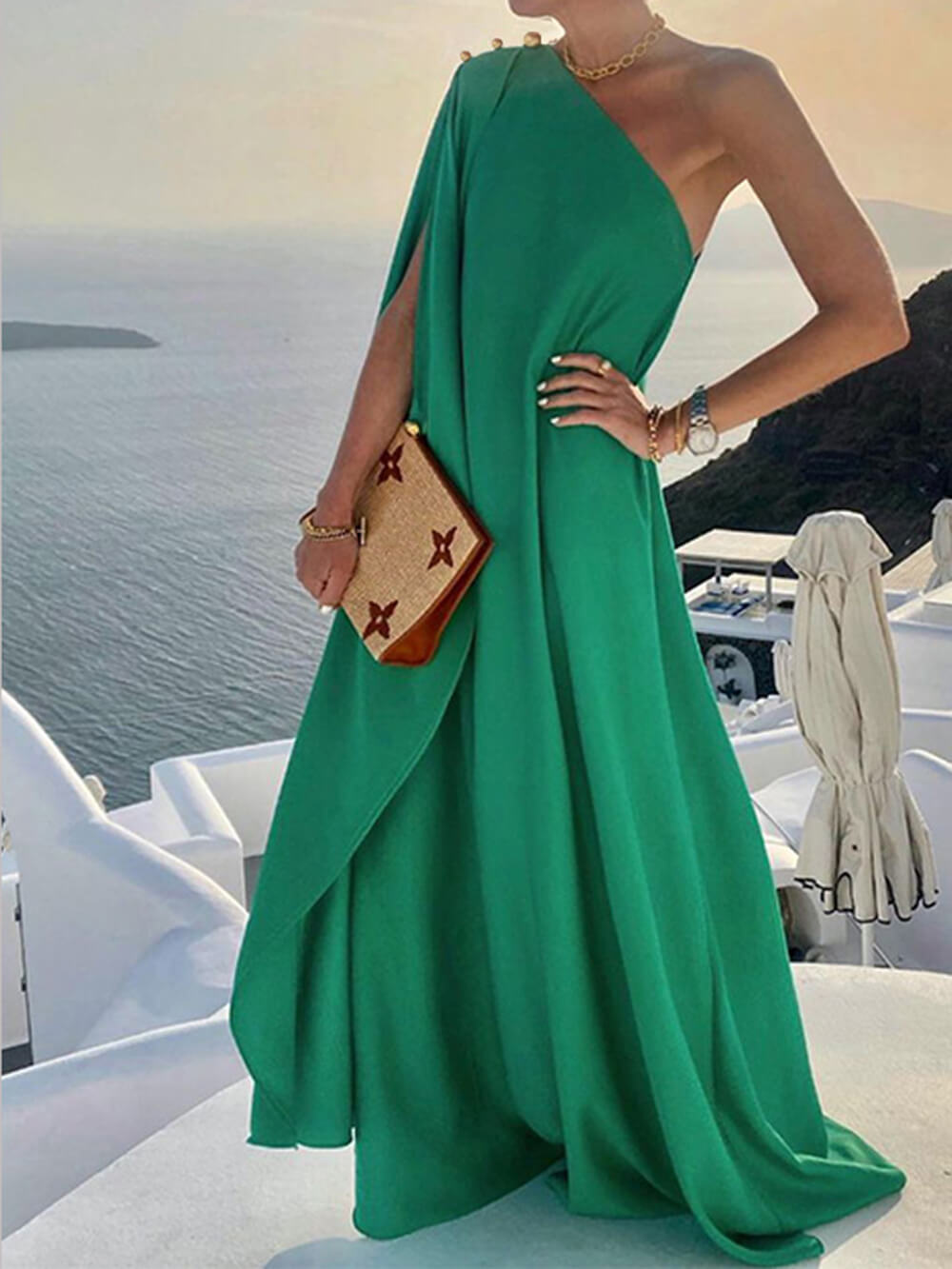 WW | Draped One Shoulder Maxi Dress for Women