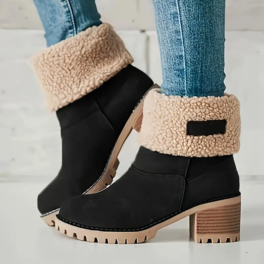 PLUSH-LINED WINTER PLATFORM ANKLE BOOTS