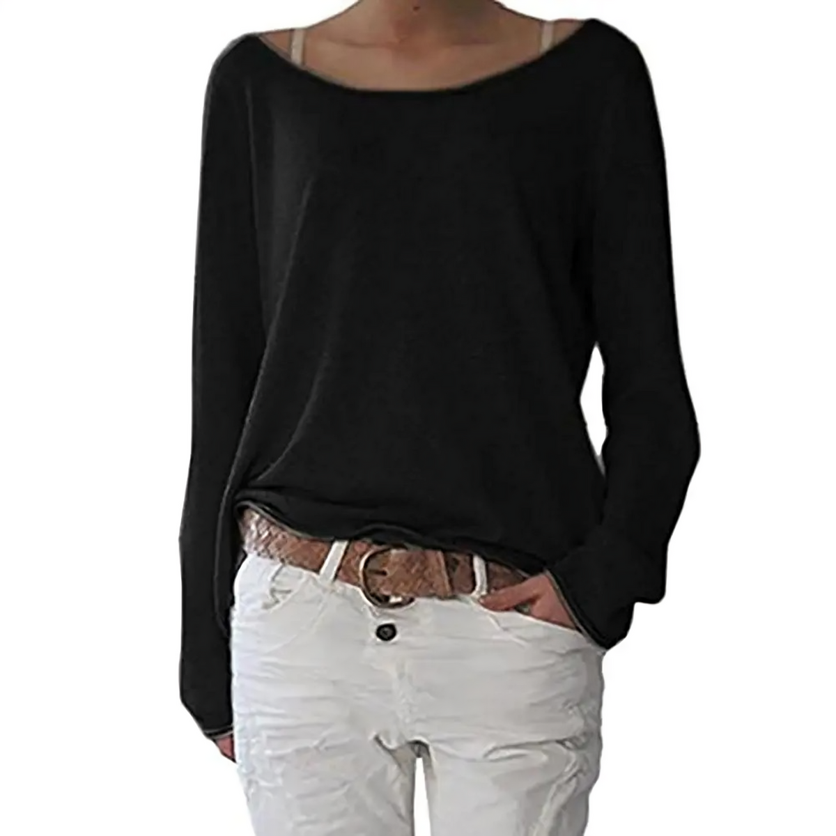 WW | gelbes Sweatshirt mit Rundhalsausschnitt, schlicht und schmal