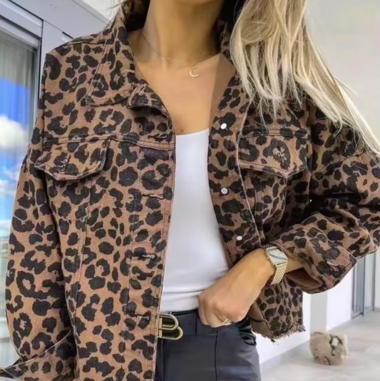 WW | Denimjacke Mit Leopardenmuster