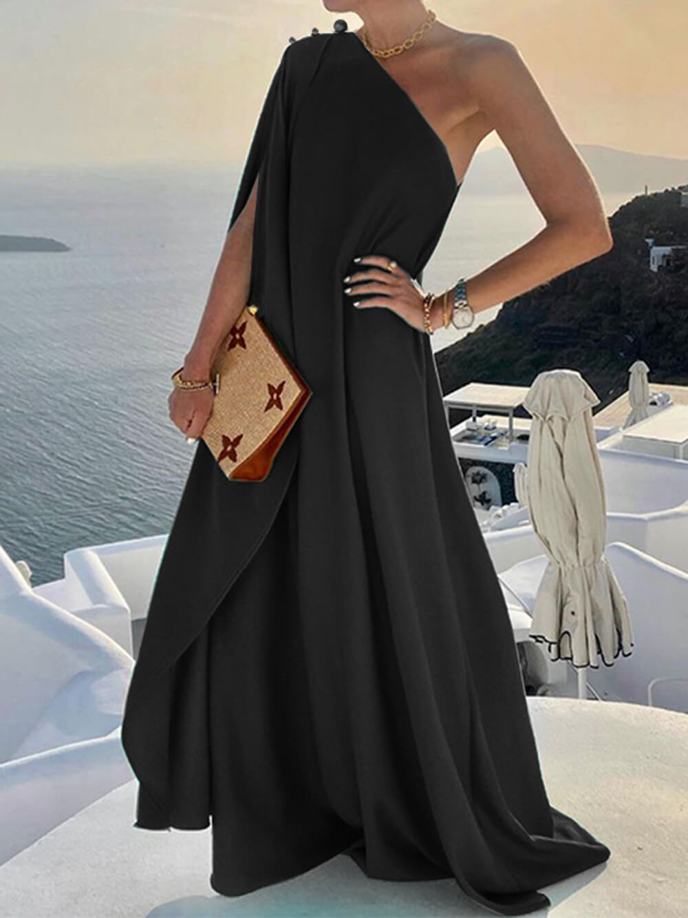 WW | Draped One Shoulder Maxi Dress for Women