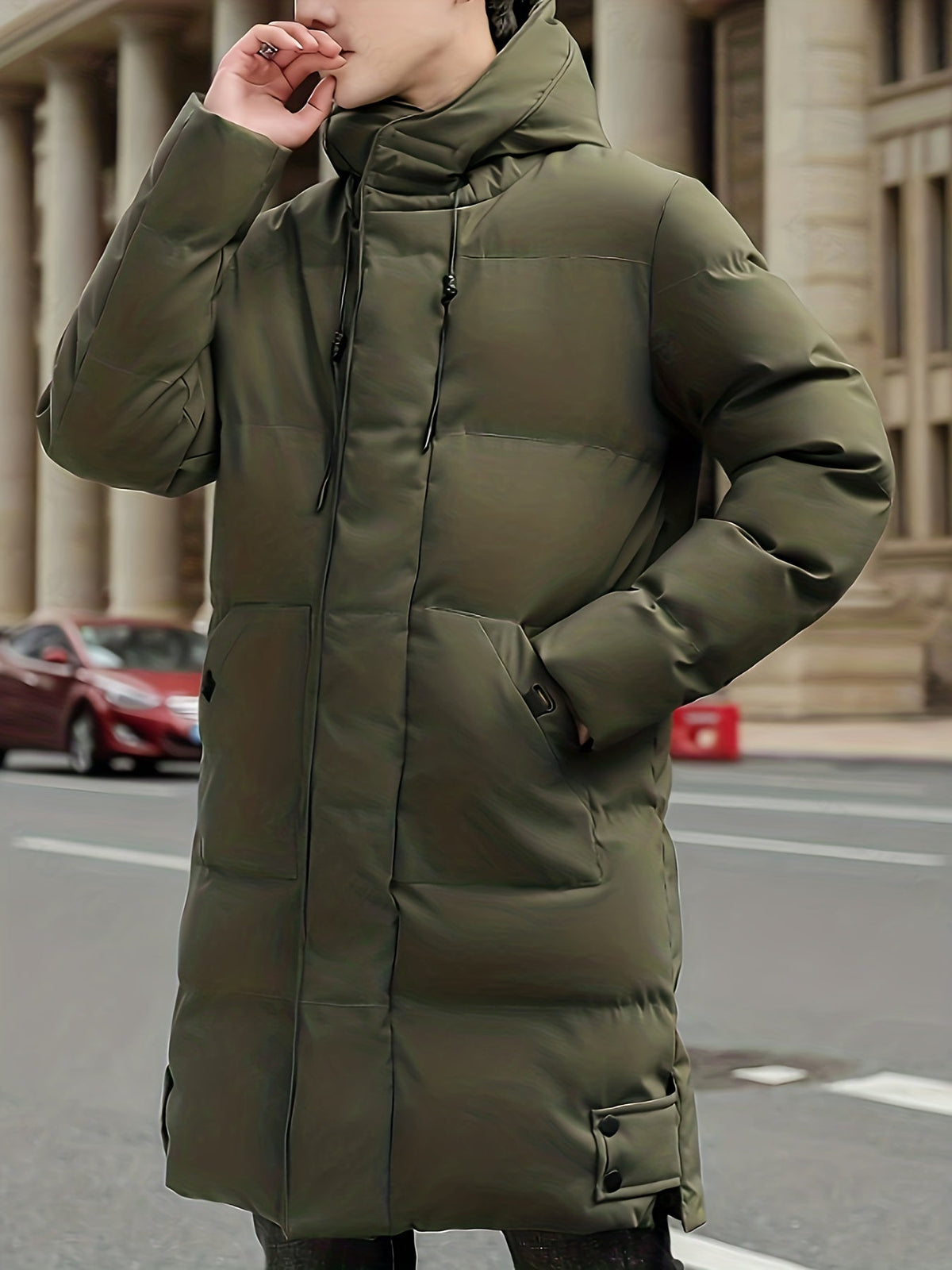WW | Men's Mid-Length Hooded Winter Jacket - Perfect for Outdoor Activities
