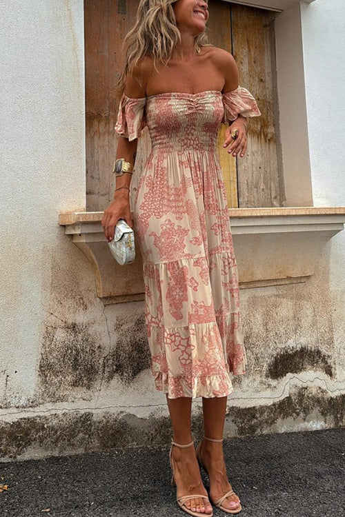 WW | Off-Shoulder Smocked Midi Dress