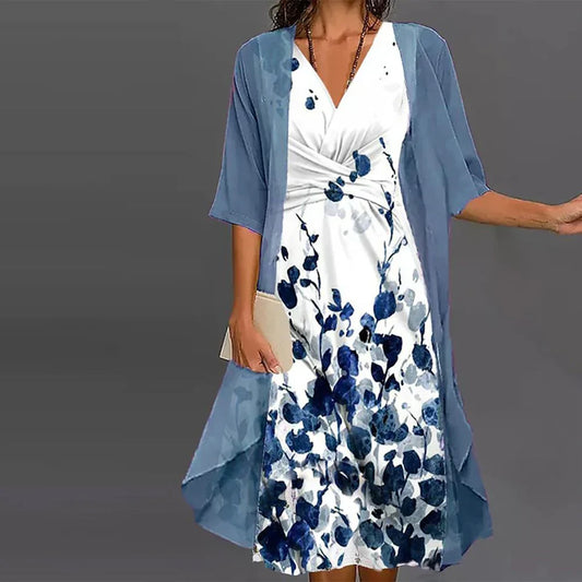 Alba Floral – Two-Piece Midi Dress