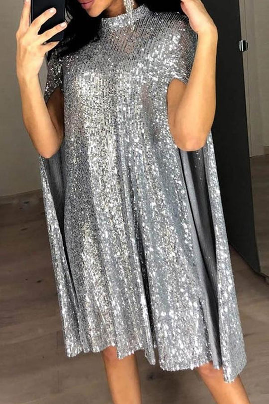 WW | Wine Me And Dine Me Sequin Cape Dress