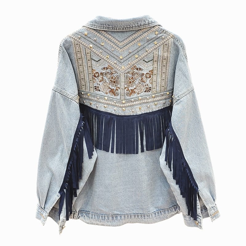 WW | Denim Jacket - Boho Chic Design - Cotton Blend - Statement Outerwear