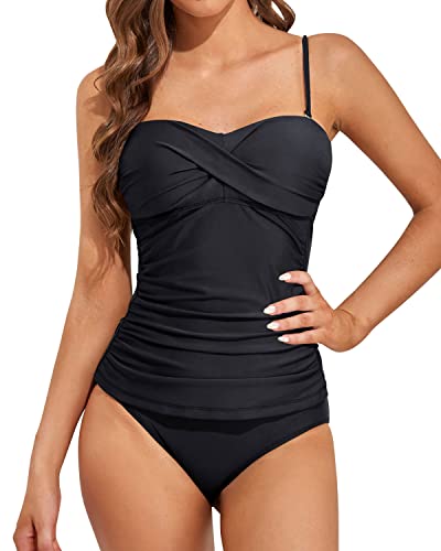 WW | Twist Front Bandeau Tankini With Push Up Cups For Women