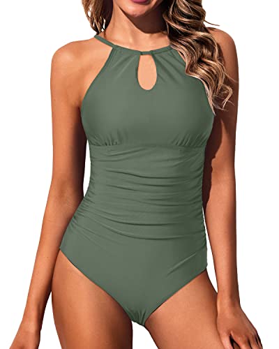 WW | Women's Halter One-Piece Swimsuit Tummy Control High Neck Swimwear