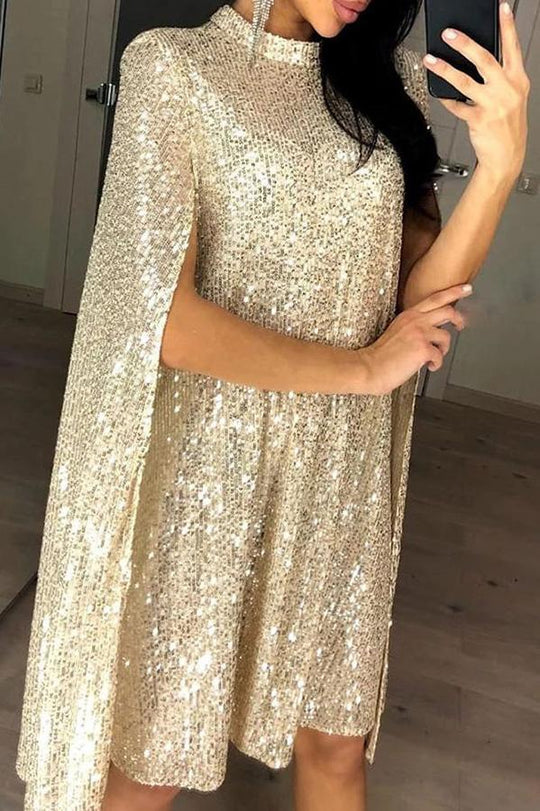 WW | Wine Me And Dine Me Sequin Cape Dress
