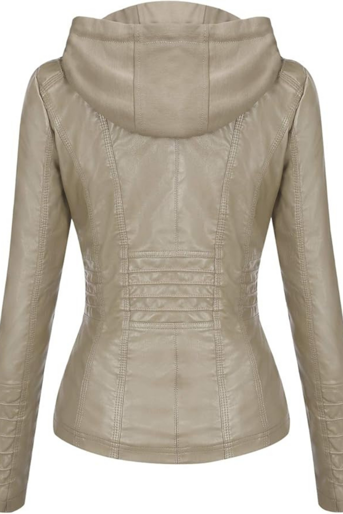 Eva Wetterfeste Damen-Lederjacke mit Kapuze - Beige