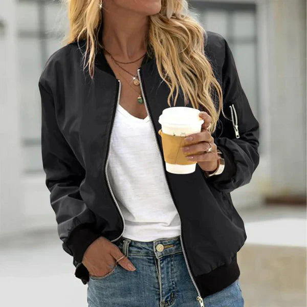 WW | Zip up Bomberjacke mit Utility Ärmeltaschen Detail