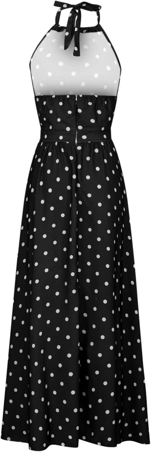 WW | Boho Print Patchwork Halter Pleated Dresses