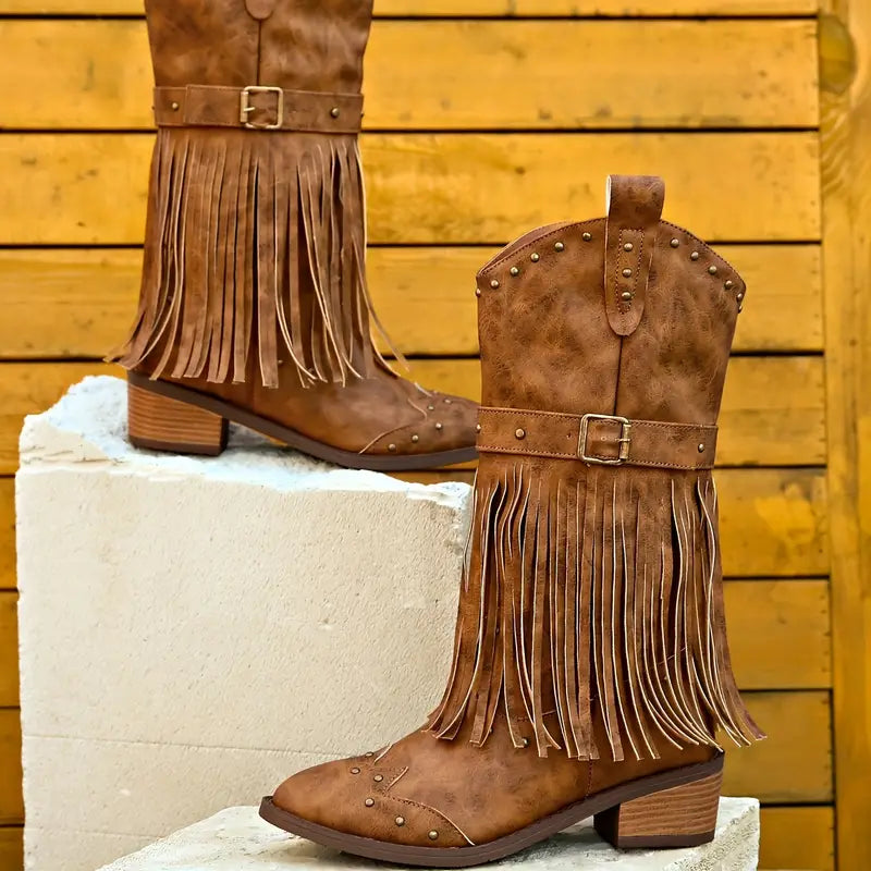 WW | Robuste Cowboy-Stiefel Mit Dicken Absätzen