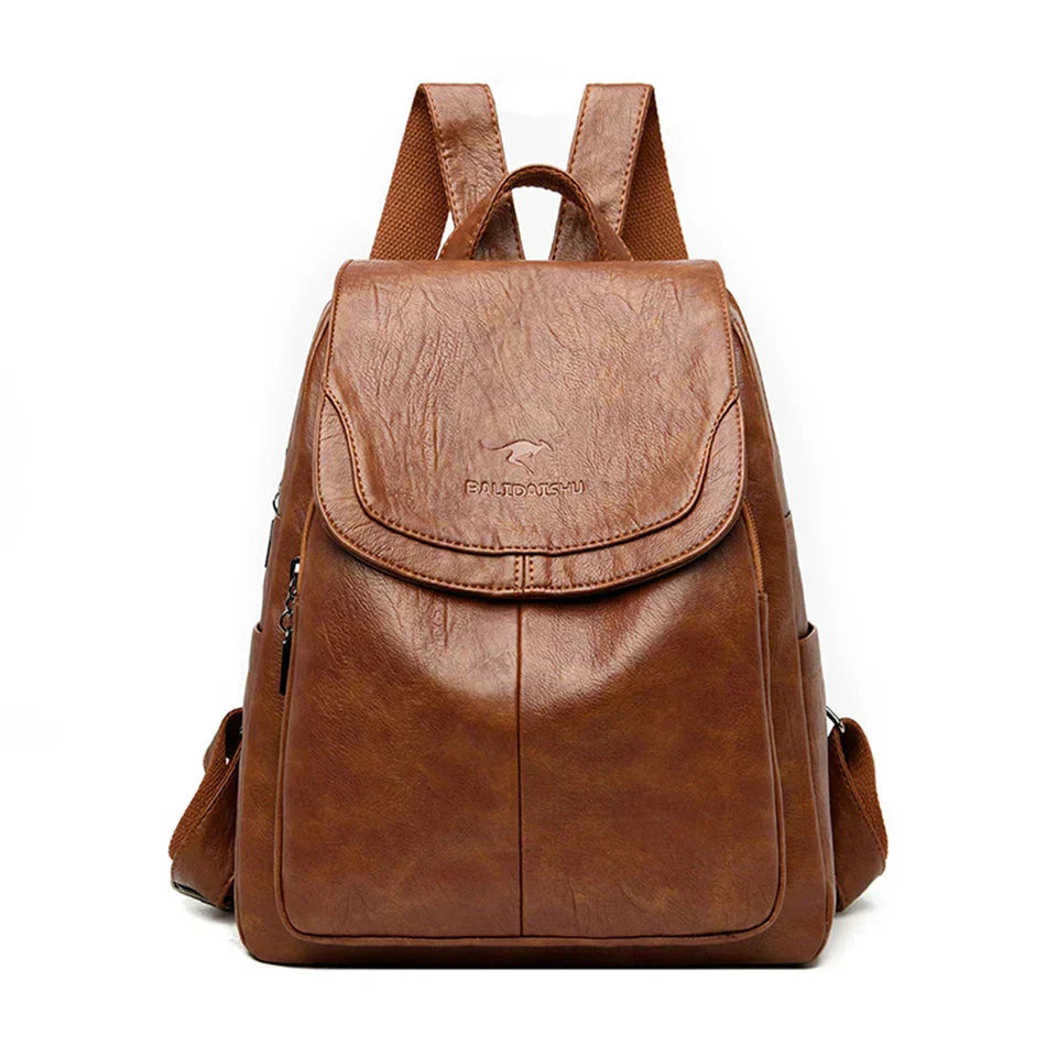 WW | Anti-Theft Leather Backpack