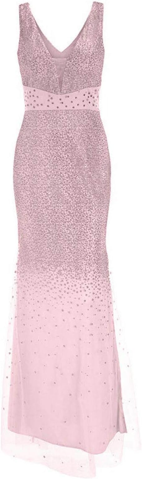 WW | Sling V-Neck Split Glitter Evening Dress