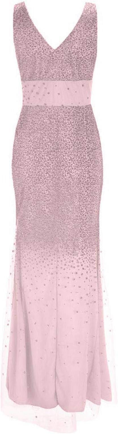 WW | Sling V-Neck Split Glitter Evening Dress