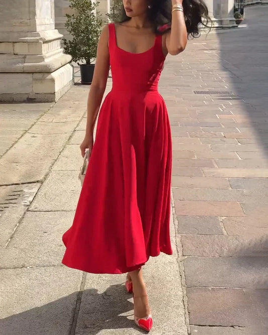 WW | Red Tight Strappy Midi Dress