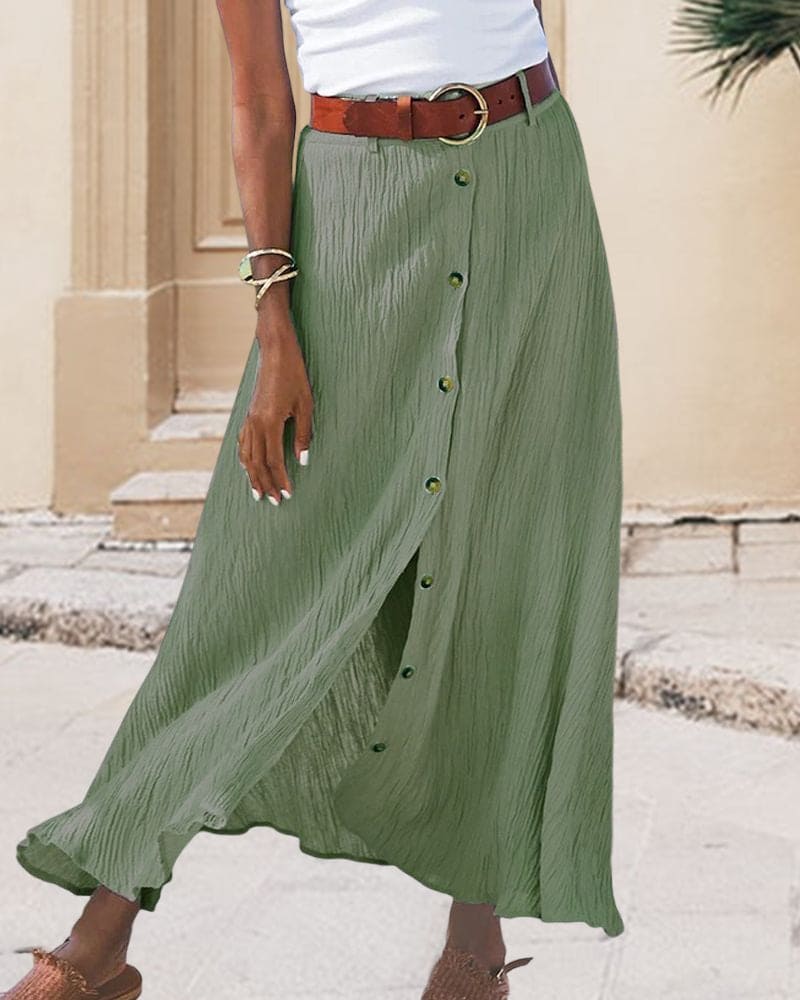 WW | solid-colored maxi skirt with flowing lines