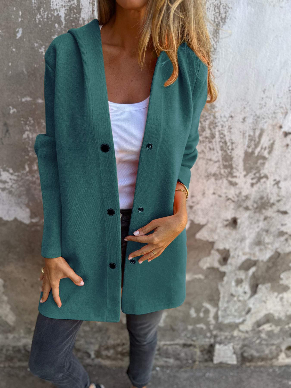 WW | Casual einreihiger Blazer mit Kapuze