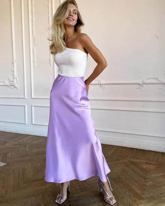 WW | Stylish high-waisted silk-like ice skirt