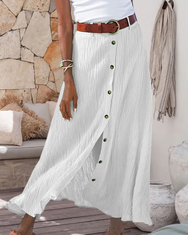WW | solid-colored maxi skirt with flowing lines