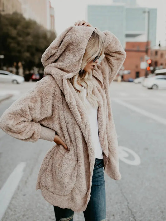 Fluffy hooded jacket