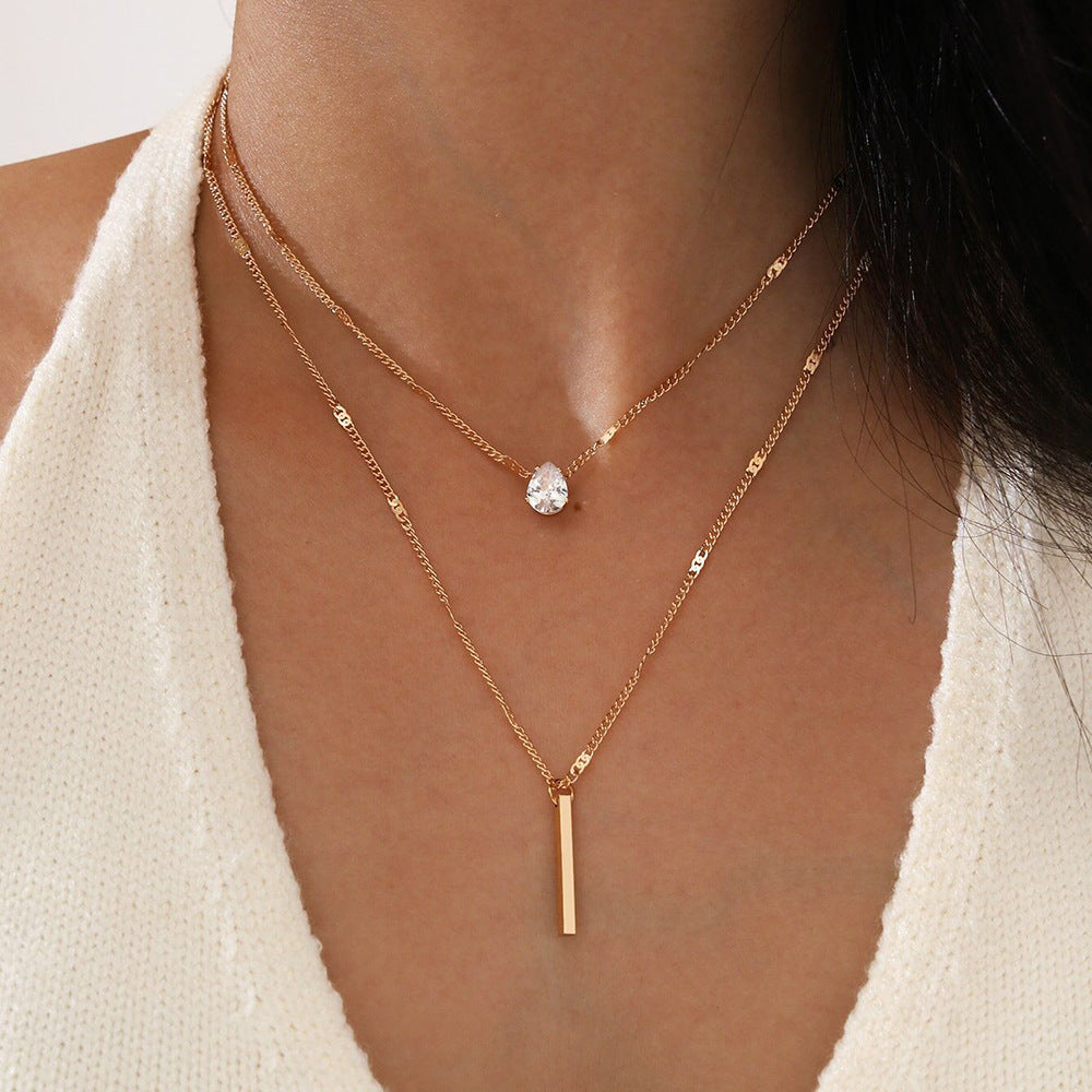 WW | Neck Glitter Gold Pendant Necklace Set Vintage Jewelry