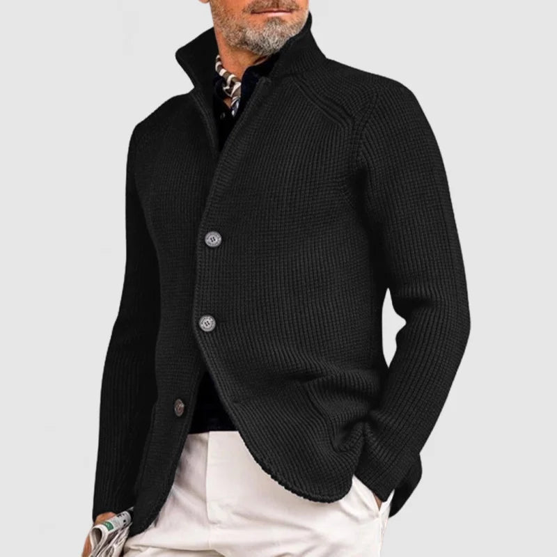 WW | Gestrickte Strickjacke mit Stehkragen für Männer
